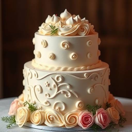 Fotografia de um bolo de casamento decorado.
