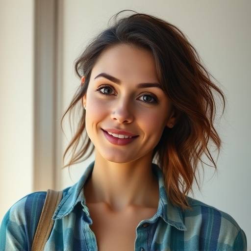 Retrato individual de uma mulher em estilo casual.